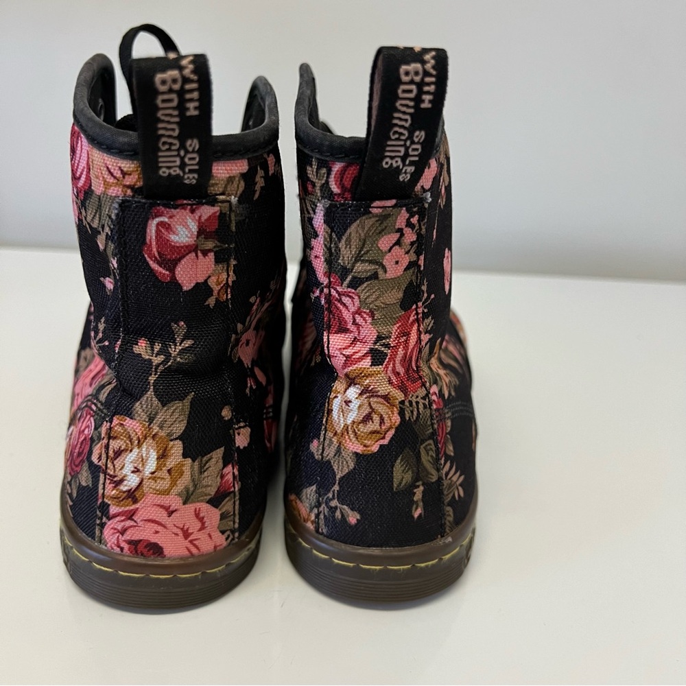Dr. Martens Black Floral Lace-Up Ankle Boots - Picture 5 of 9